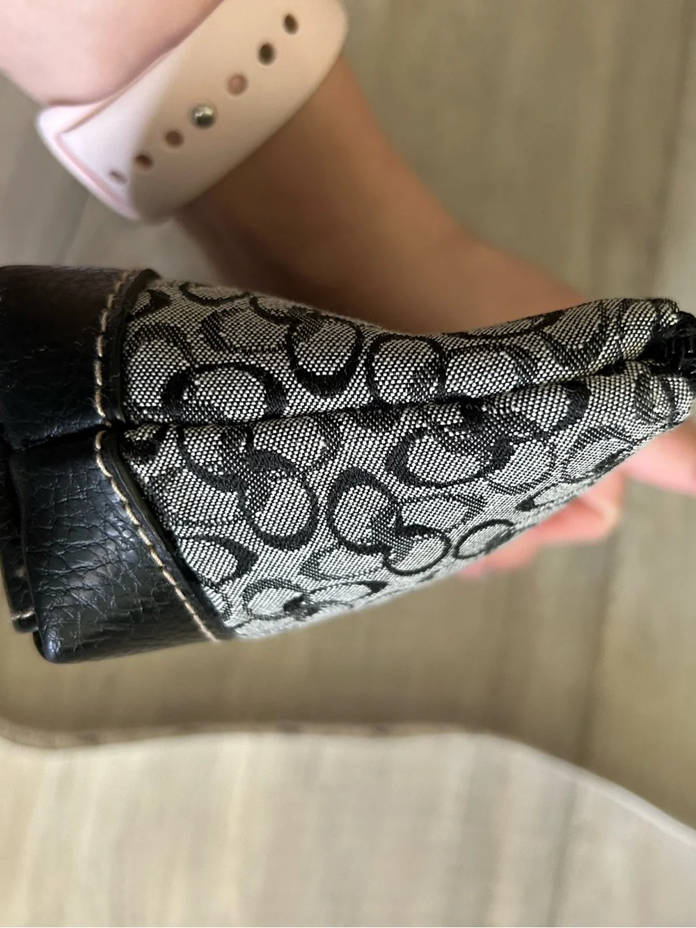 Rosetti Black and Gray Monogram Cosmetic Pouch